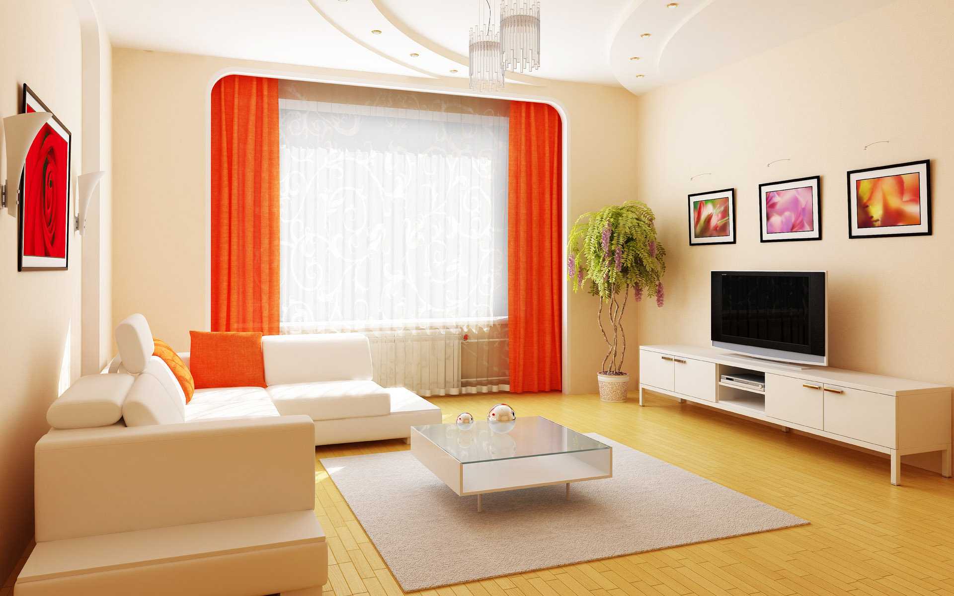 a combination of dark orange in the style of the bedroom with other colors