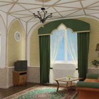 intérieur lumineux de la pièce dans le style gothique photo