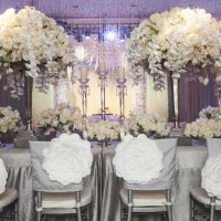 bright decoration of the wedding hall with flowers picture