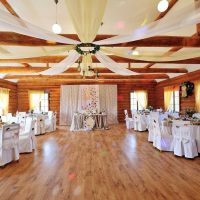 beautiful decoration of the wedding hall with flowers photo