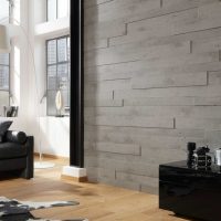 bright interior of the living room with wall panels picture
