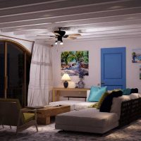 bright Mediterranean style living room interior picture
