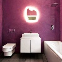 the idea of ​​colored decorative plaster in the decor of the bathroom picture