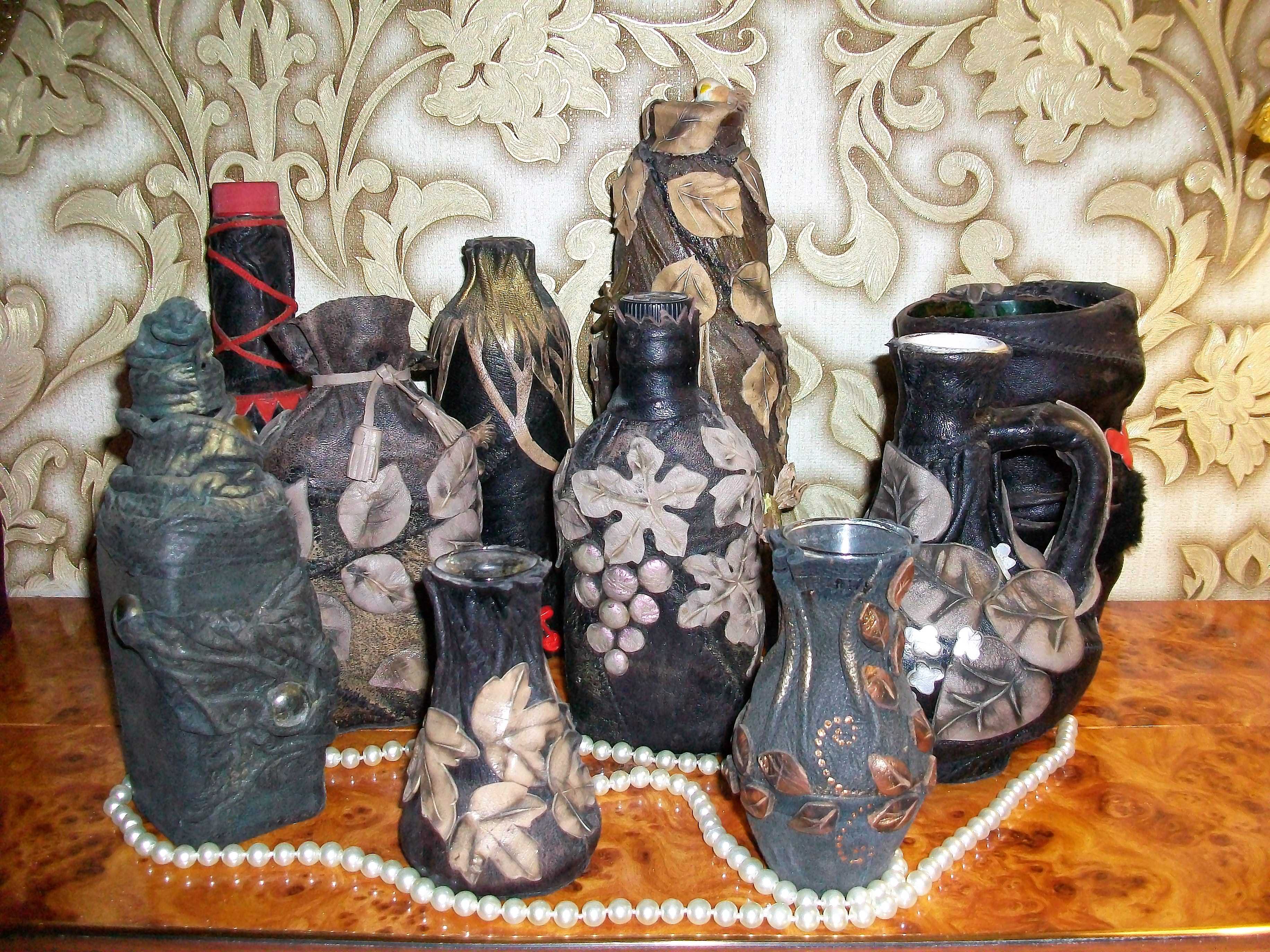 do-it-yourself version of light decoration of leather bottles