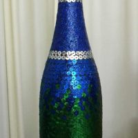 option for bright decoration of glass bottles with twine picture