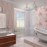 versione dell'intonaco decorativo originale nel design dell'immagine del bagno
