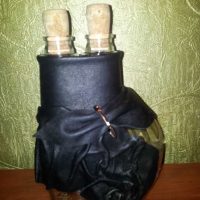 do-it-yourself bright decoration option for leather bottles photo