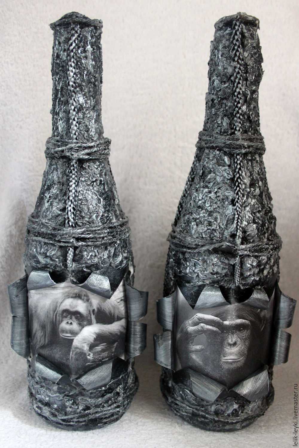 do-it-yourself idea of ​​gorgeous decoration of leather bottles