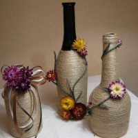 version of the chic design of glass bottles with twine picture