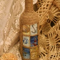 a variant of the original decoration of glass bottles with twine picture