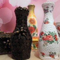 the idea of ​​the original decoration of champagne bottles with twine picture
