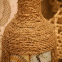 the idea of ​​a beautiful bottle decoration with twine picture