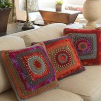 crocheted covers in the interior of the living room picture