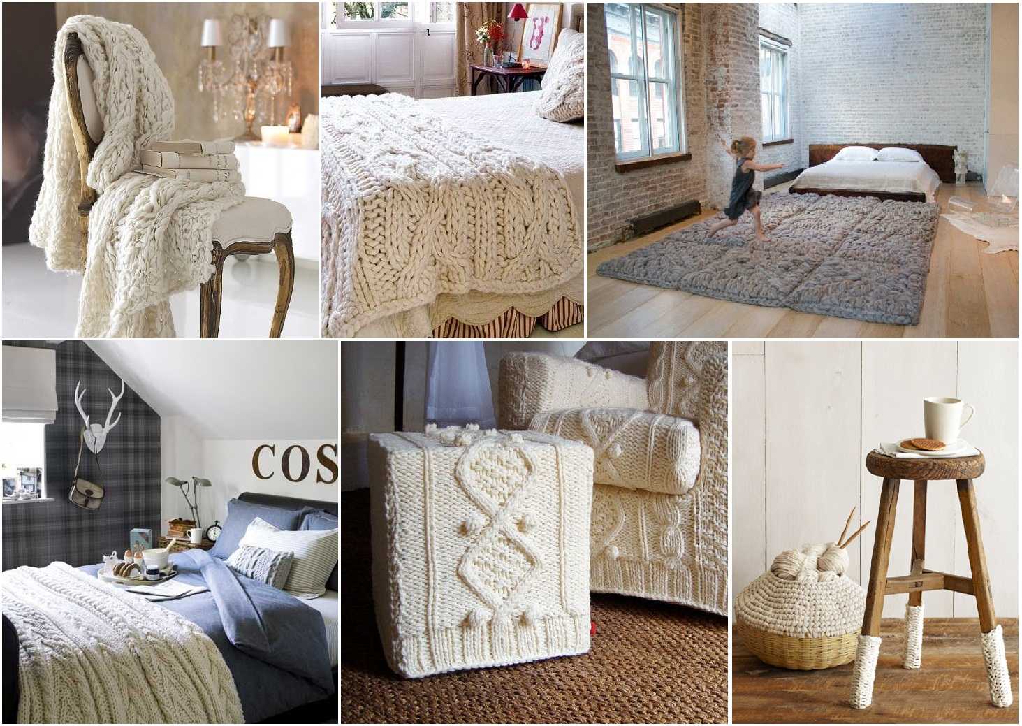 crocheted pillows in a living room interior