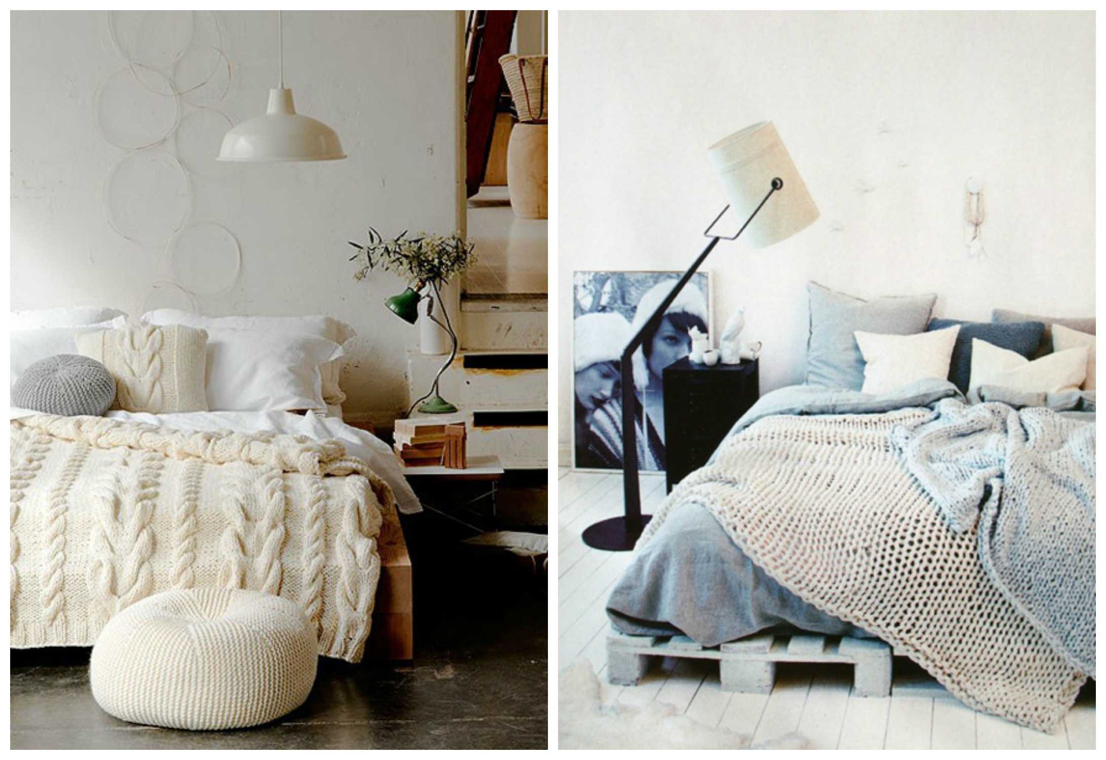 knitted pillowcases in the style of the living room