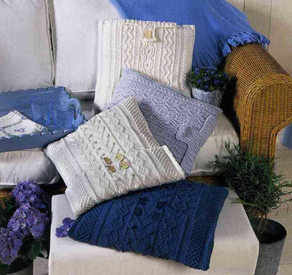 knitted pillows in the style of the room