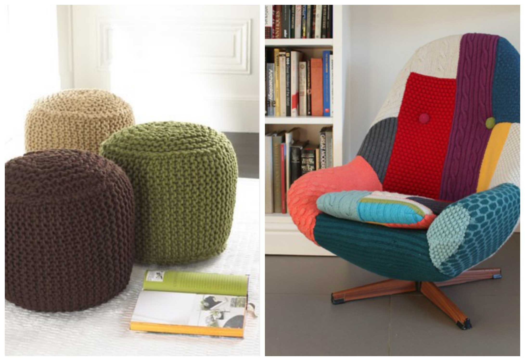 knitted covers in the decor of the living room