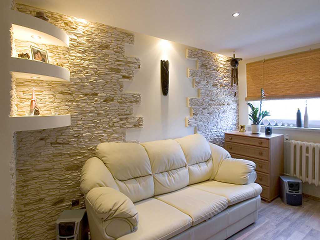 light flexible stone in the design of the apartment
