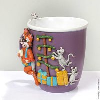 unusual decoration of the mug with polymer clay flowers with your own hands picture