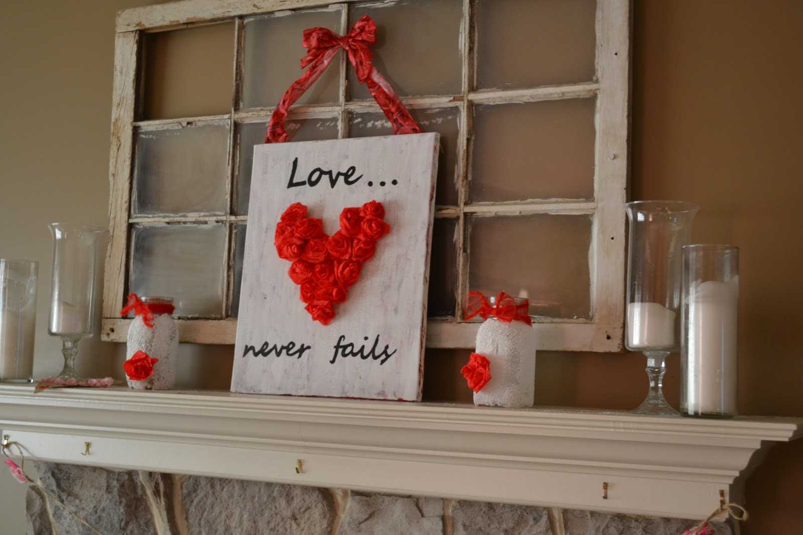 beautiful decoration of the apartment with improvised materials for Valentine's Day
