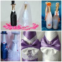 Chic design of champagne bottles with decorative ribbons picture