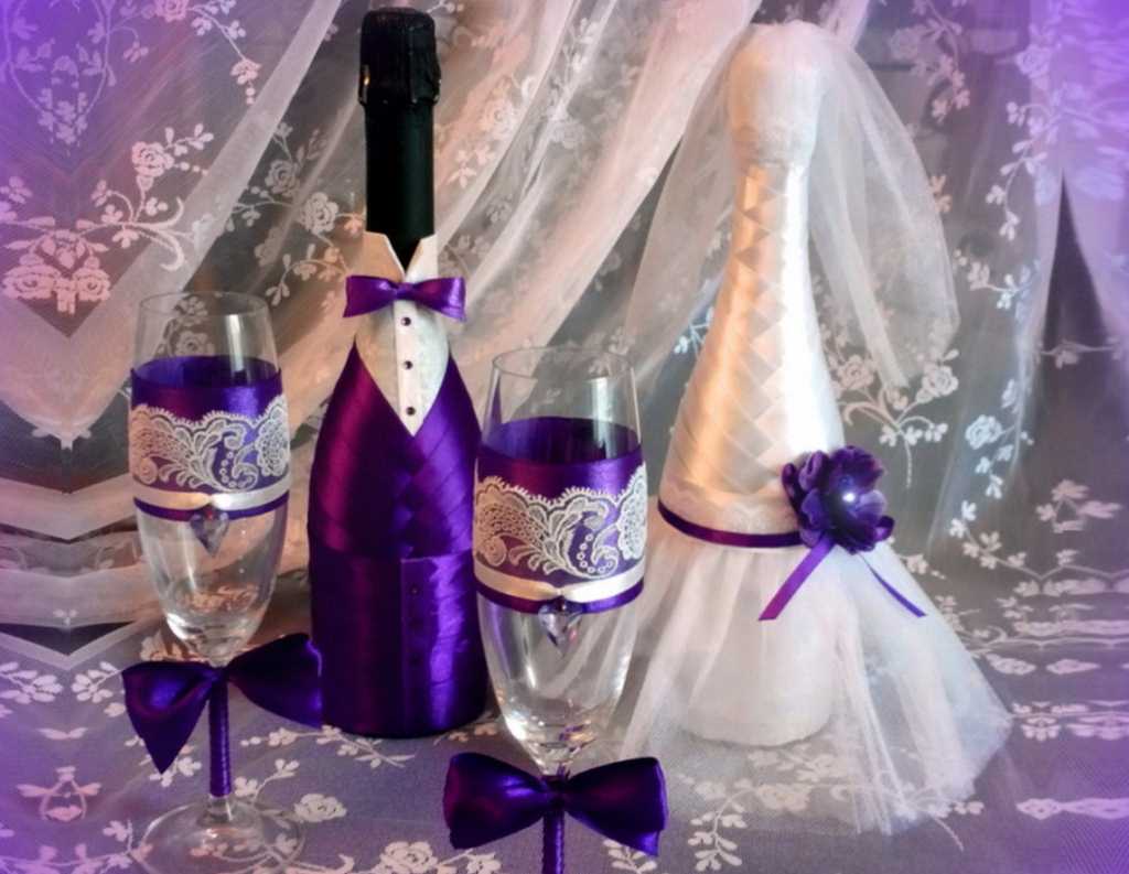 unusual design of bottles with decorative ribbons