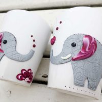 do-it-yourself original decoration of the mug with polymer clay animals photo