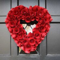 bright decoration of the apartment with improvised materials for Valentine's Day photo
