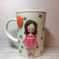 beautiful mug decoration with polymer clay flowers at home picture