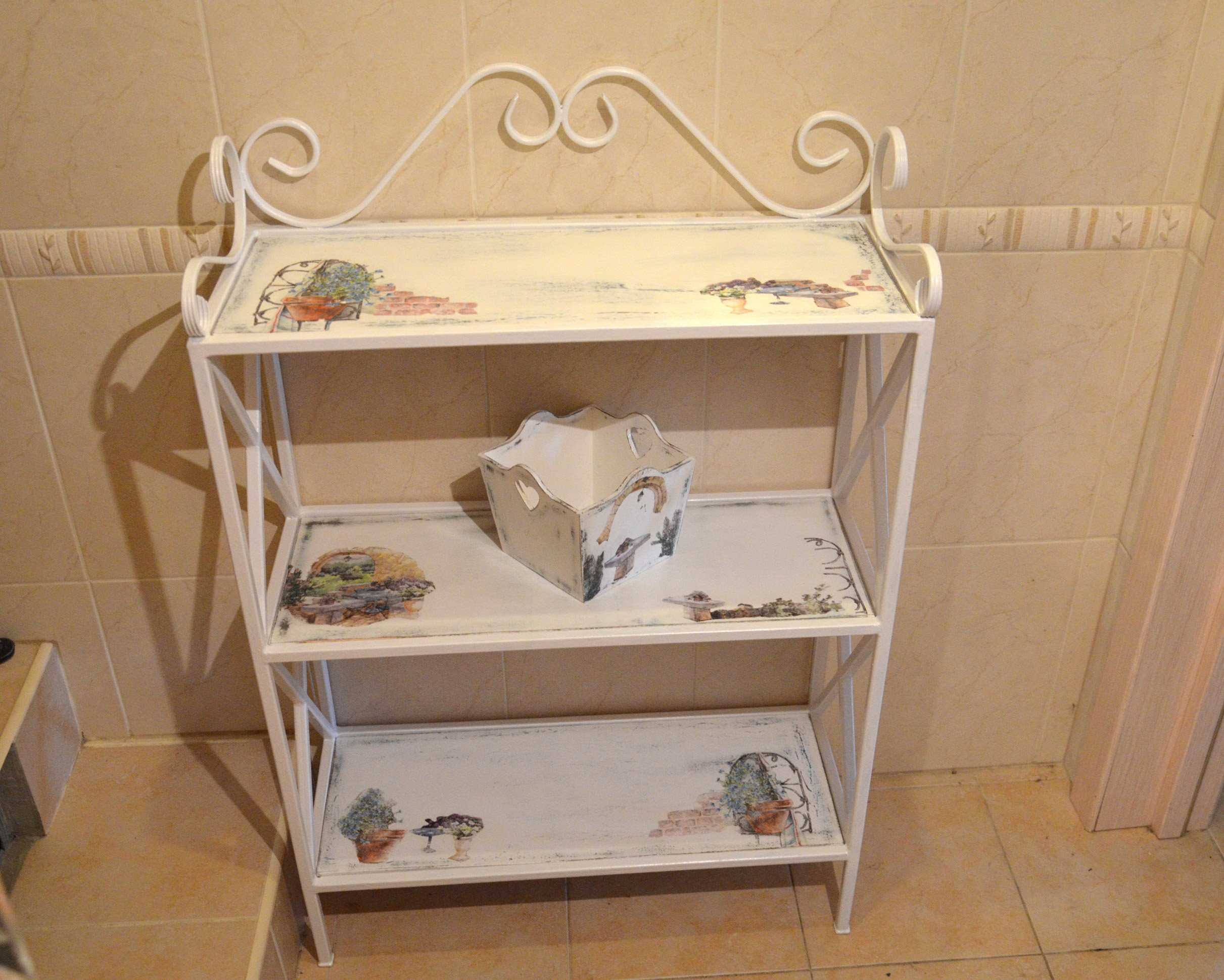 cabinet decoupage option with materials at hand