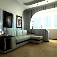 version of the unusual design of the living room 17 square meters photo