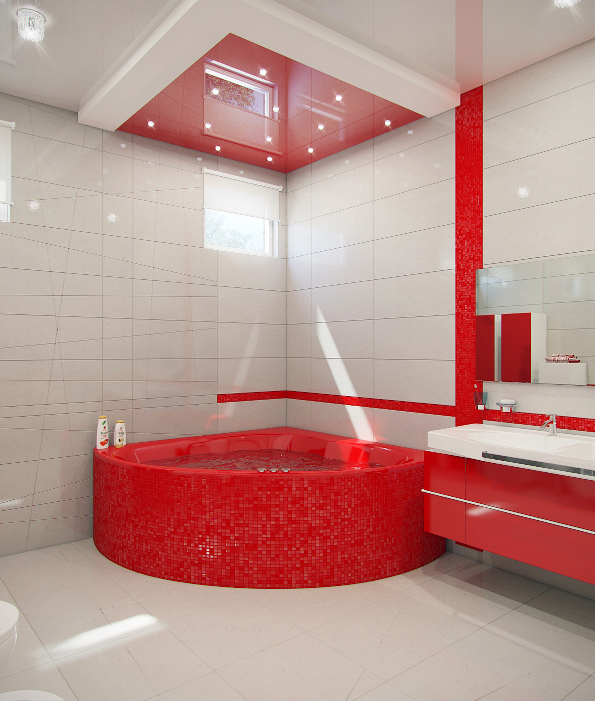 variant of the bright interior of the white bathroom