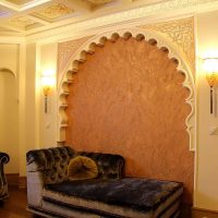idea of ​​beautiful decorative plaster in the style of an apartment photo
