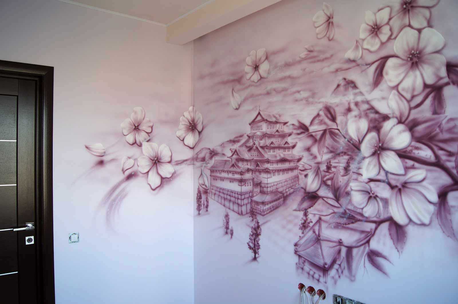 the idea of ​​a beautiful apartment decor with a decorative pattern on the wall