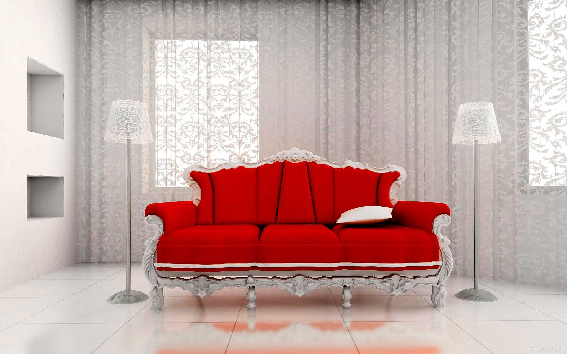 the idea of ​​a modern apartment decor with a sofa