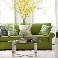 l'idea dell'arredamento originale del soggiorno con una foto di divano
