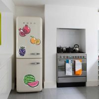 the idea of ​​unusual design of the refrigerator in the kitchen photo