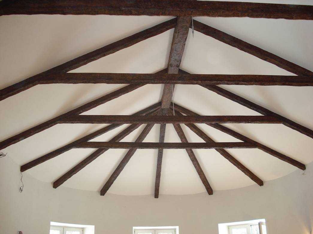 variant of a beautiful kitchen interior with decorative beams