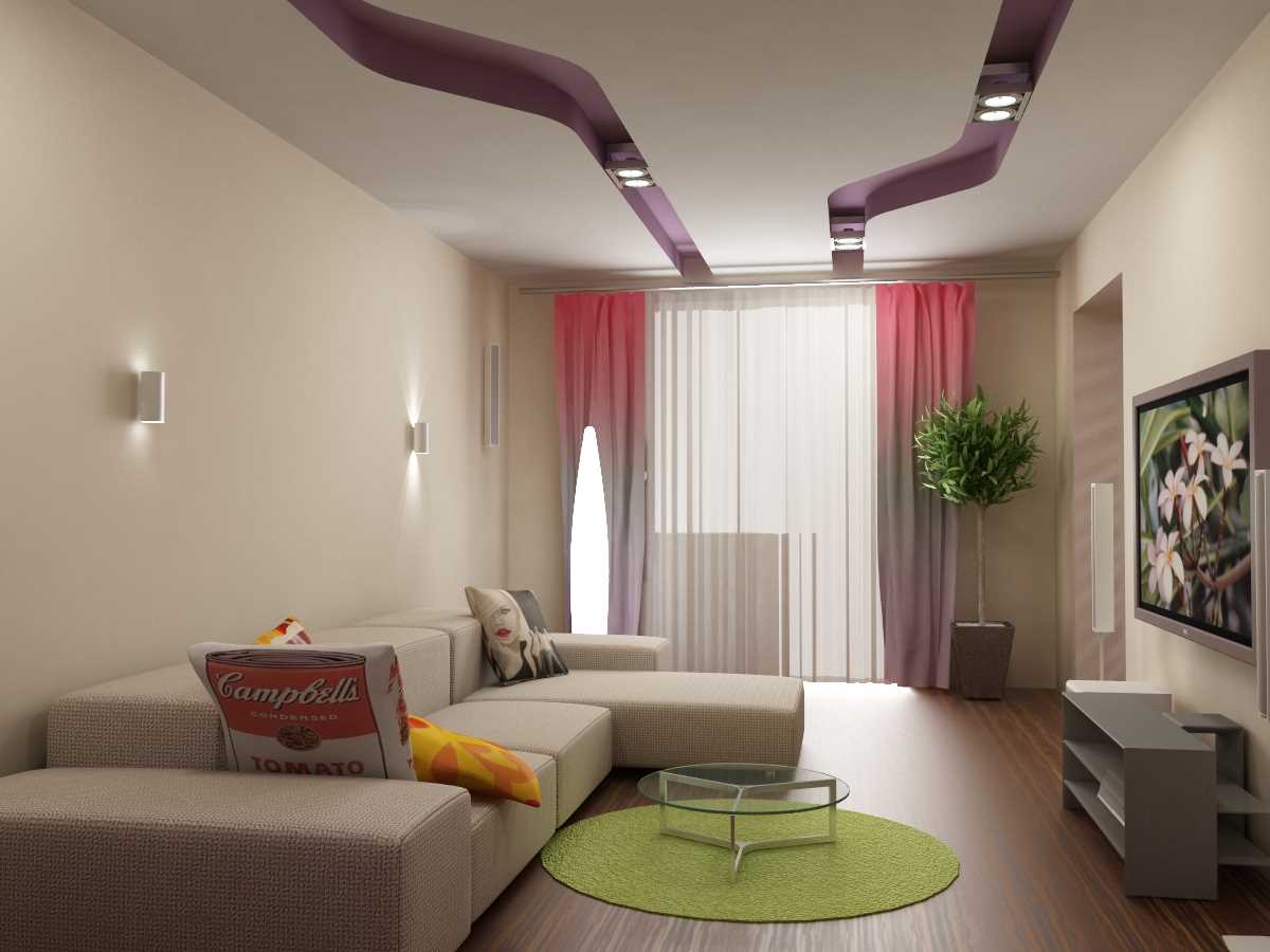 the idea of ​​the original style of the living room 17 square meters