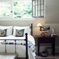 version of an unusual bedroom decor in a rustic style photo