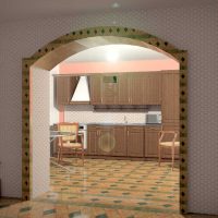 idea of ​​a modern kitchen interior with arch picture