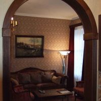 version of the beautiful interior of the living room with arch photo