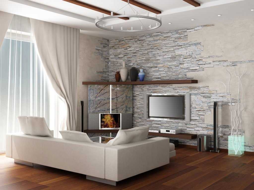 the idea of ​​an unusual decorative stone in the interior of the room