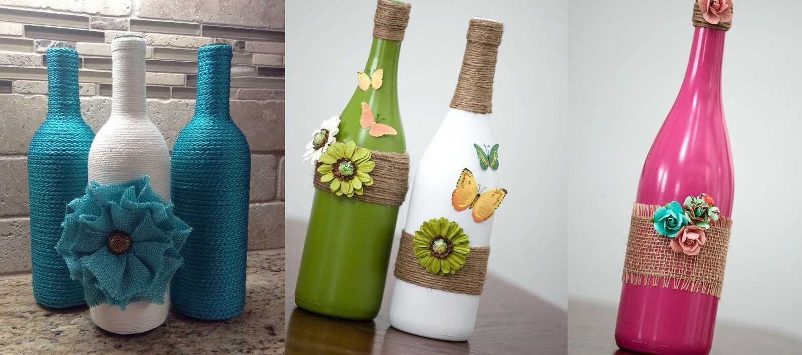 the idea of ​​stylishly decorating bottles with beads