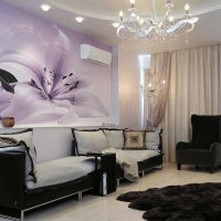 the idea of ​​a bright wall decoration in the living room photo