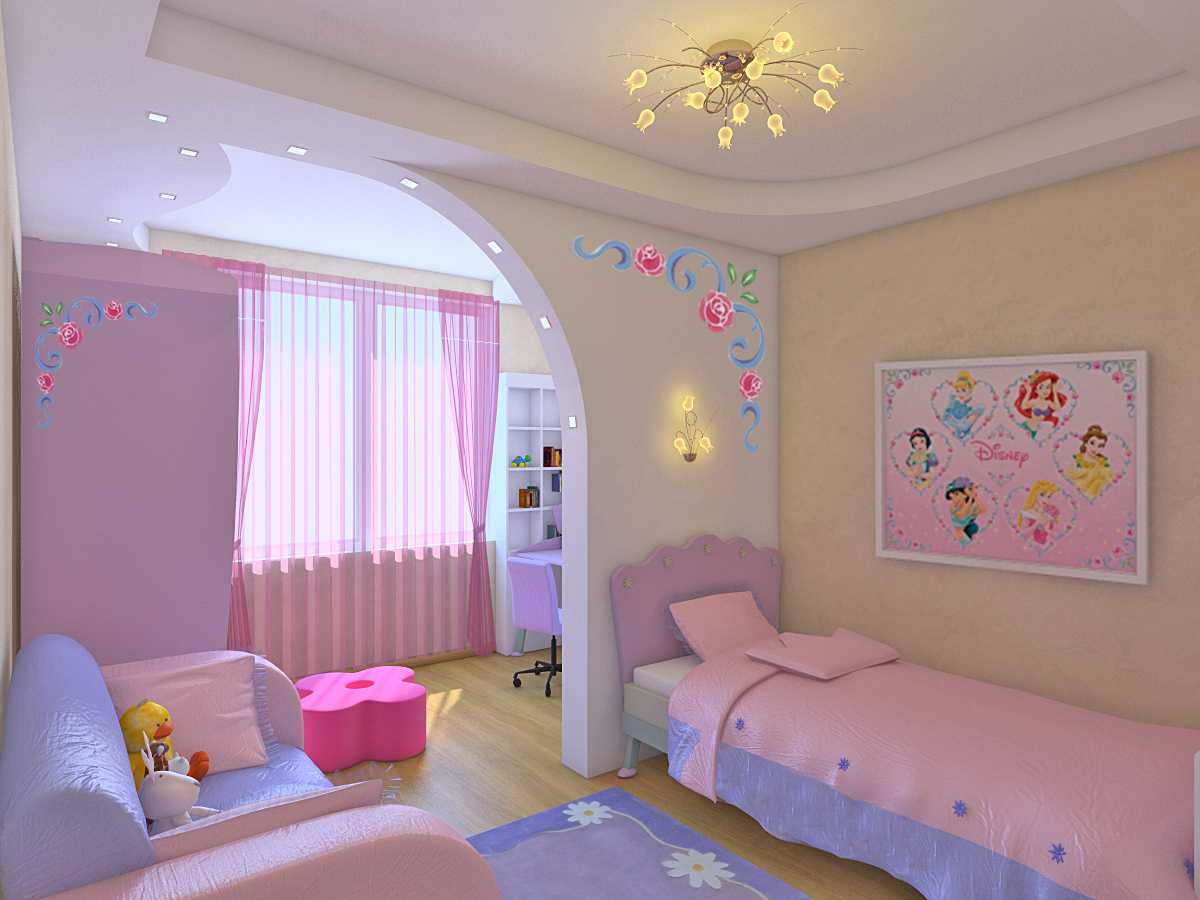 the idea of ​​a bright bedroom design for a girl