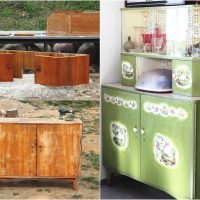 the idea of ​​aging the cabinet with improvised materials photo
