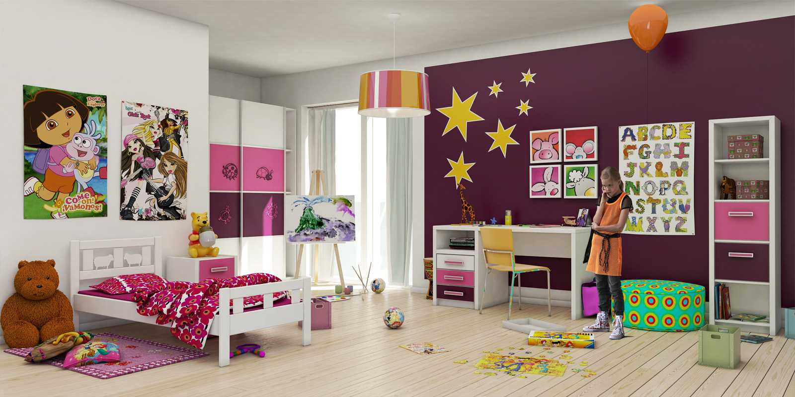 the idea of ​​a beautiful bedroom design for a girl