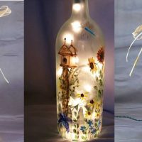 stylish decoration of glass bottles with salt photo