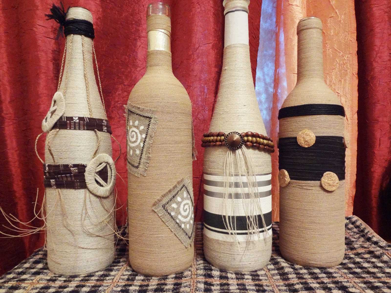 a variant of the original decoration of glass bottles with salt